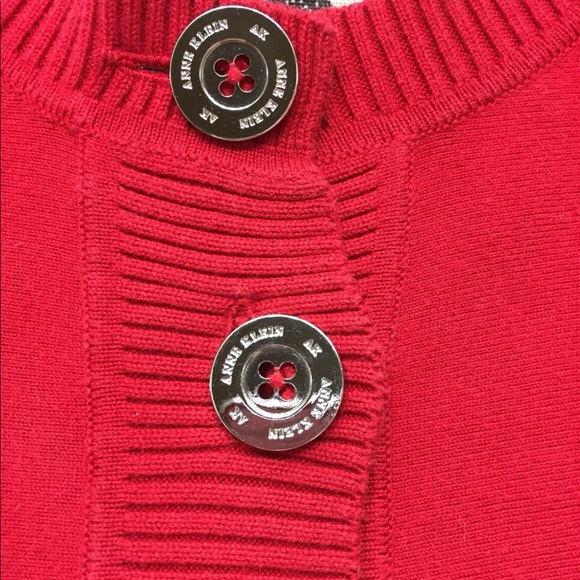Anne Klein Red Cardigan Sweater Gold Buttons S Long Sleeve Fitted Cotton Blend - Picture 9 of 12